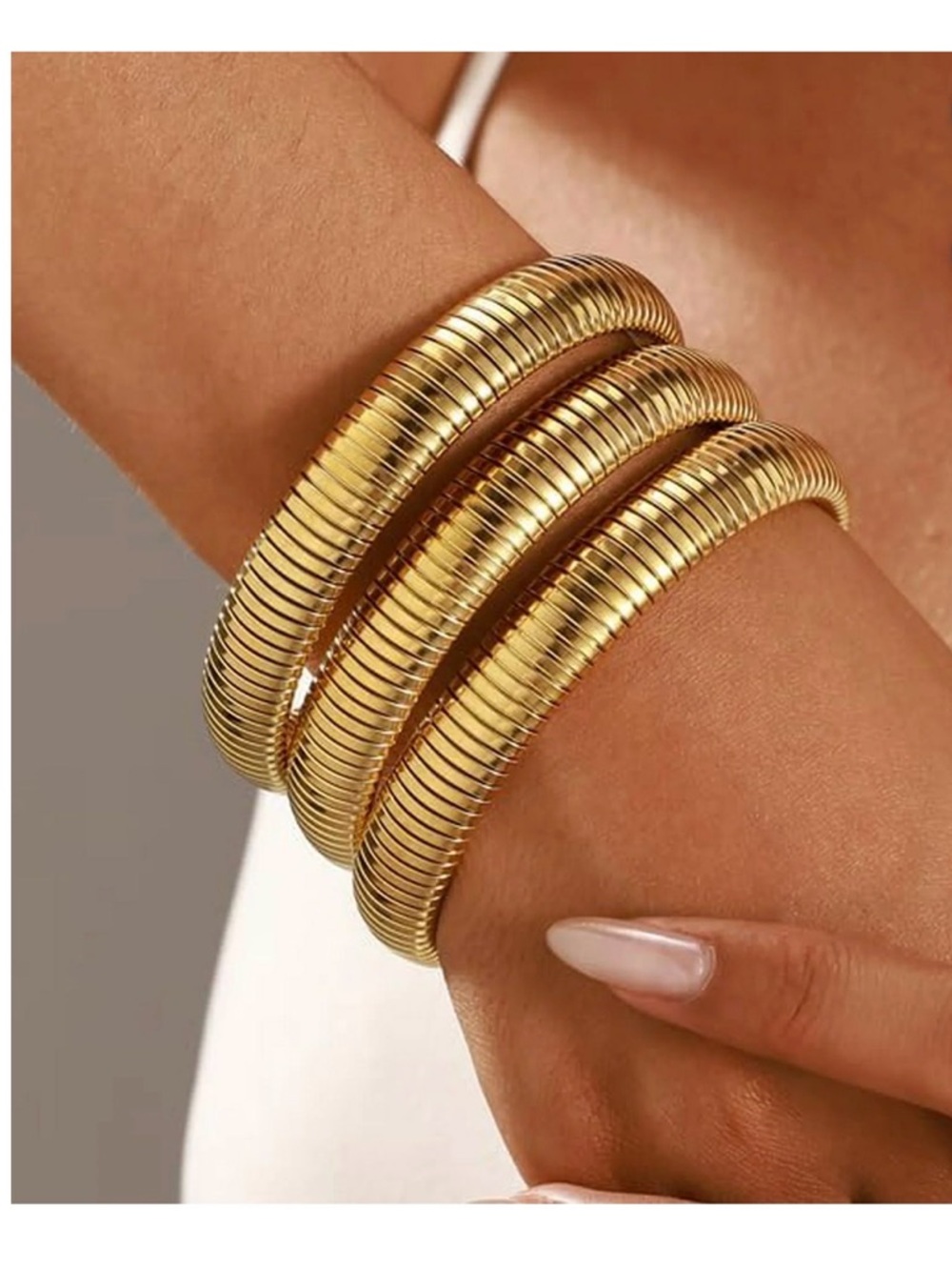 Gold Coil Bangle Bracelet Set